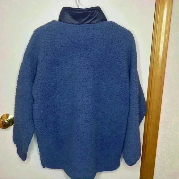 Aerie Pullover 1/4 Zip Women Small Denim Blue Oversized Long Sleeve Sherpa NWOT - Picture 8 of 9